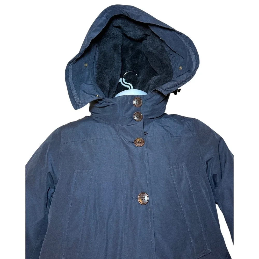 J Crew Nordic Down‎ Parka Navy Blue Hood Sherpa Lined Full Zip Mens S Thinsulate